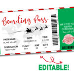 Christmas Boarding Pass Ticket Template, Surprise Airline Gift For Boarding Pass Template Christmas