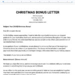 Christmas Bonus Letter Template, Employee Christmas Bonus Announcement,  Holiday Bonus Notification Letter, Year End Bonus Letter Template Regarding Christmas Bonus Letter To Employees Template