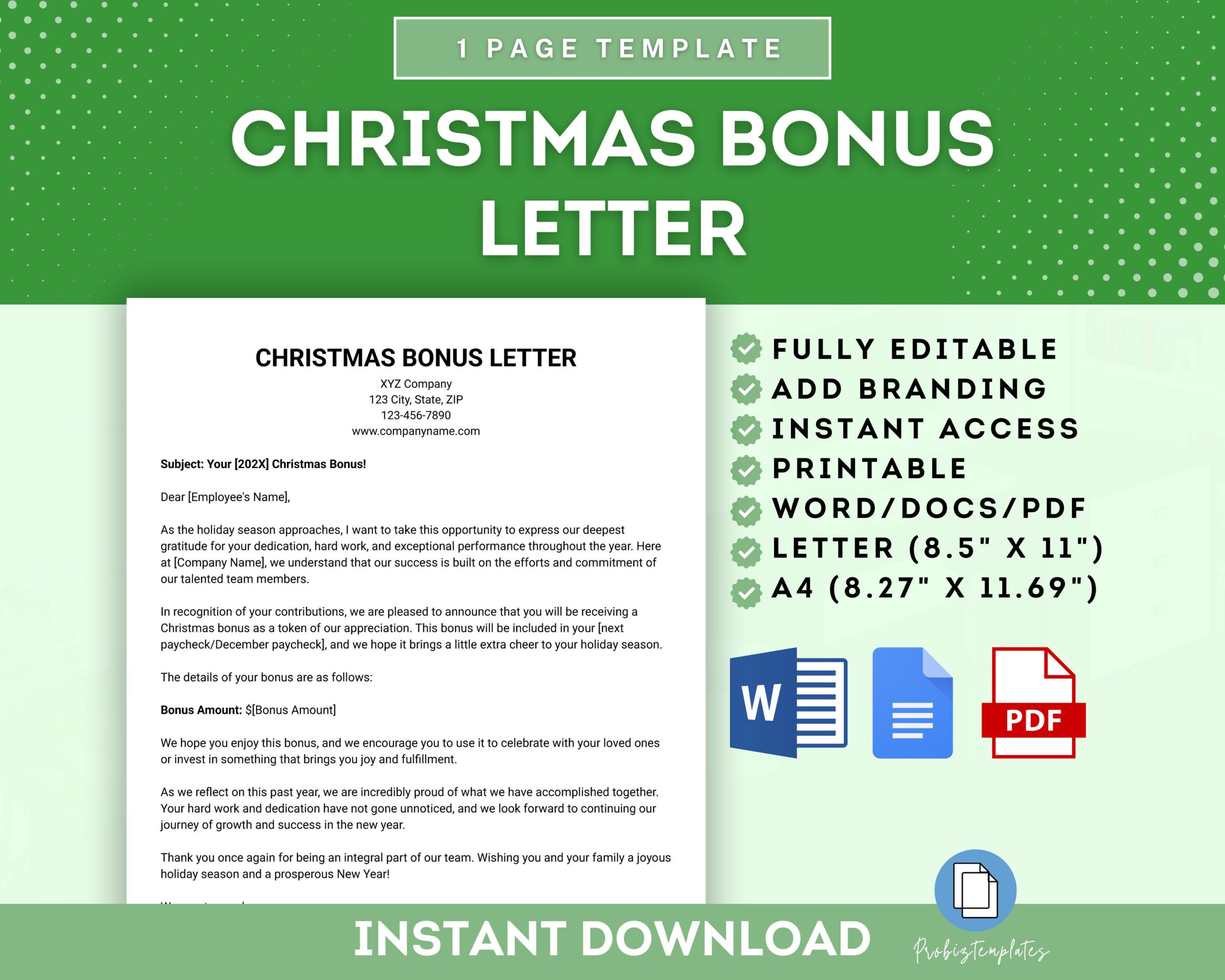 Christmas Bonus Letter Template, Employee Christmas Bonus within Christmas Bonus Letter To Employees Template