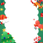 Christmas Border With Hat Bunting And Candy Cane Tree Pattern Page In Christmas Border Template