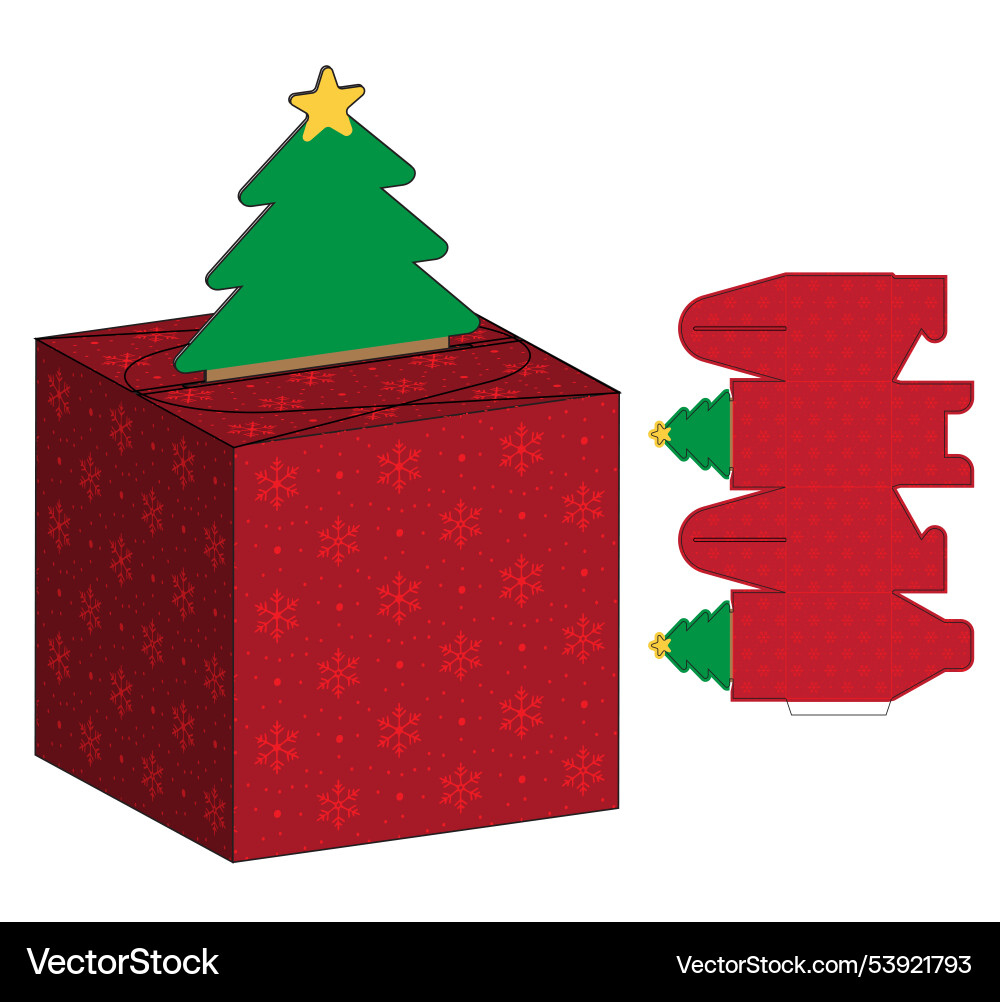 Christmas Box Packaging Die Cut Template Design 3 – Royalty-Free in Christmas Box Photo Template