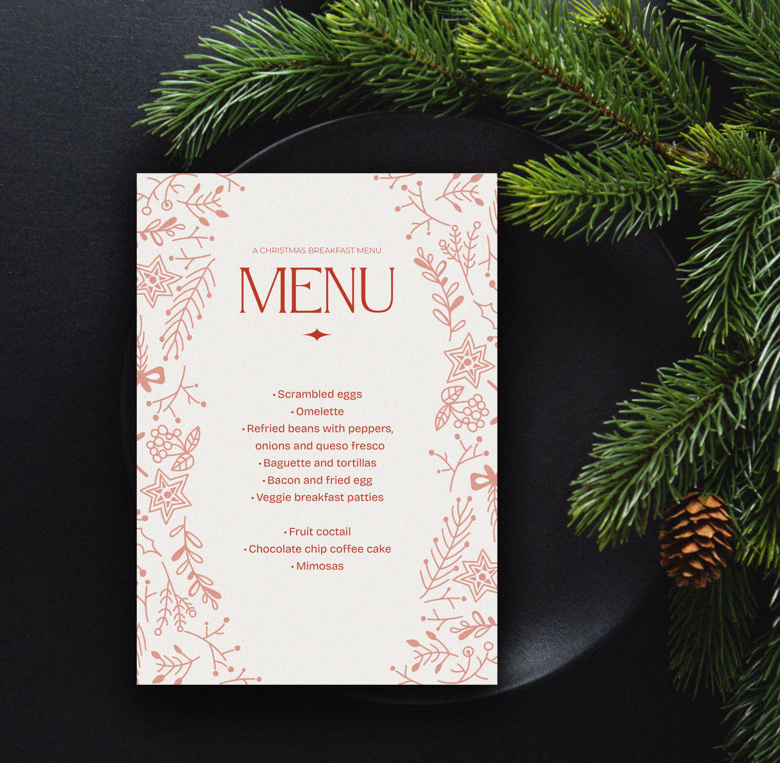 Christmas Breakfast Menu Template - Etsy pertaining to Christmas Breakfast Menu Template
