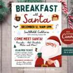 Christmas Breakfast With Santa Flyer: Editable Invitation (Canva With Regard To Christmas Breakfast Flyer Template