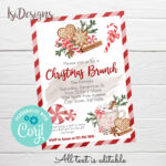 Christmas Brunch Editable Invitation Holiday Brunch, Christmas Throughout Christmas Breakfast Invitation Template Free