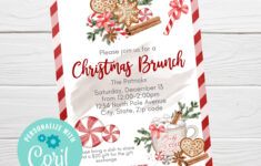 Christmas Brunch Editable Invitation Holiday Brunch, Christmas throughout Christmas Breakfast Invitation Template Free