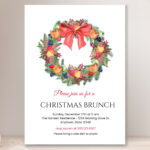 Christmas Brunch Invitation Template, Printable Christmas Party Intended For Christmas Brunch Invitation Template