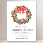 Christmas Brunch Invitation Template, Printable Christmas Party With Christmas Brunch Invite Template