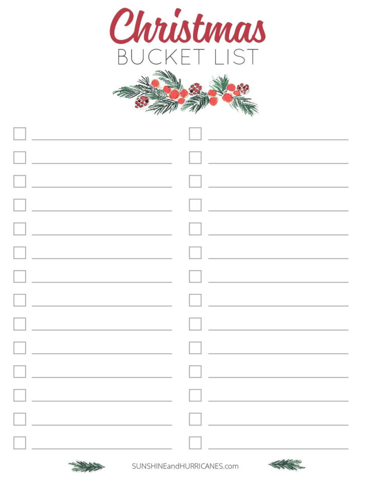 Christmas Bucket List Template
