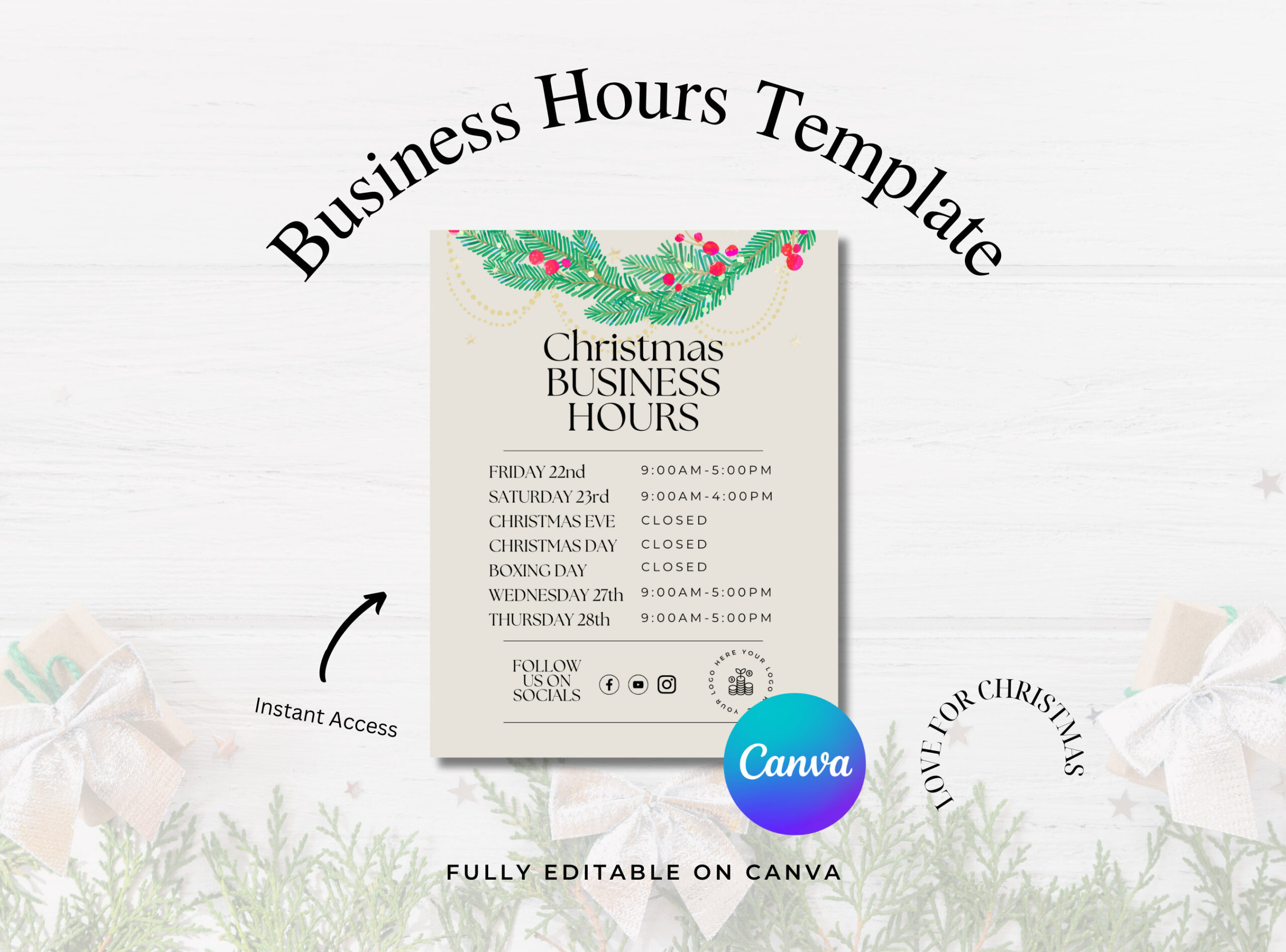 Christmas Business Hours Template: Festive Store Opening Times with Christmas Business Hours Template