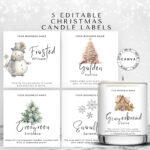 Christmas Candle Label Template Canva, Holiday Editable Candle Intended For Christmas Candle Template Printable