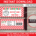Christmas Candy Bar Wrappers (1.55Oz Hersheys)   Red & Green With Regard To Christmas Candy Bar Wrapper Template Free