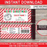 Christmas Candy Bar Wrappers From Santa (1.55Oz Hersheys)   Red & Green With Regard To Christmas Candy Wrapper Template