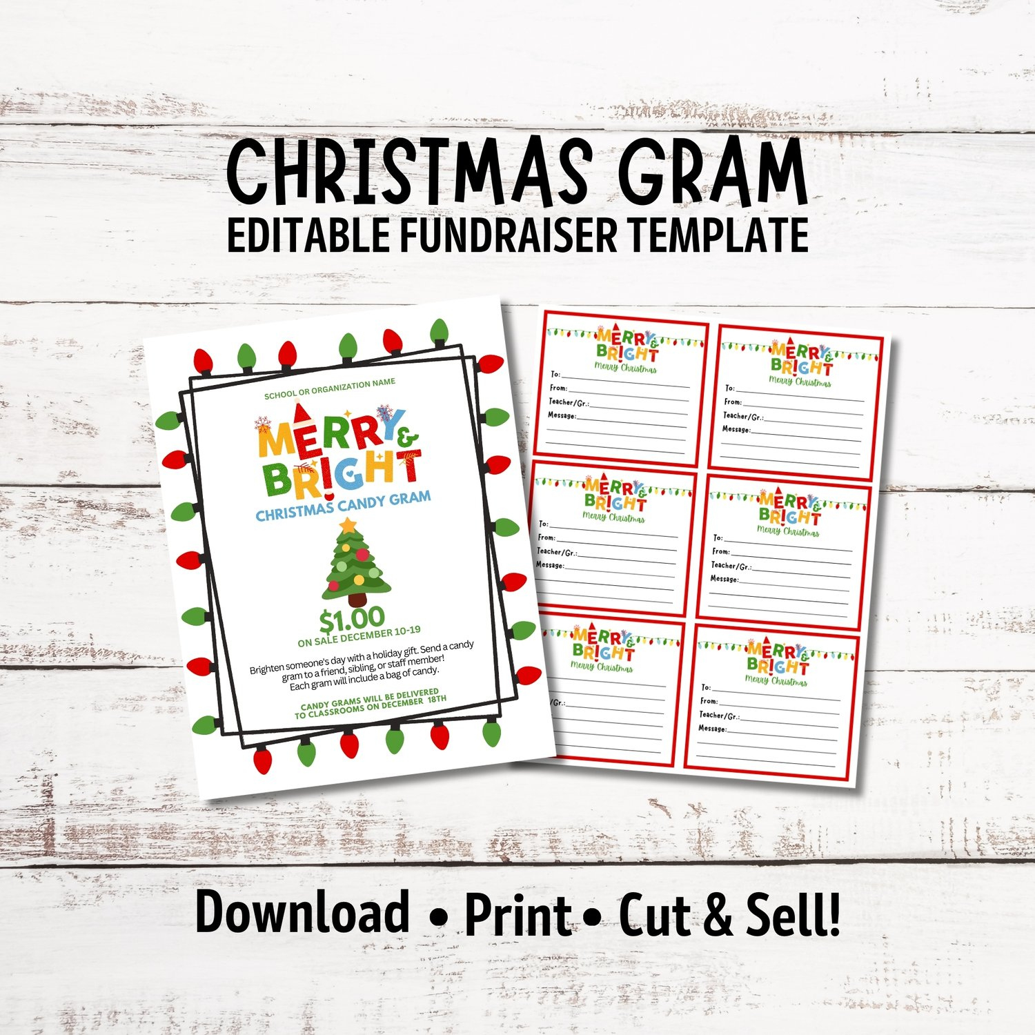 Christmas Candy Gram School Fundraiser Template | Editable Holiday with Christmas Candy Gram Template Free