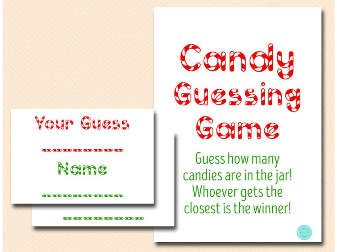 Christmas Candy Guessing Game Printable, Guess How Many Candies In in Christmas Candy Guessing Game Template