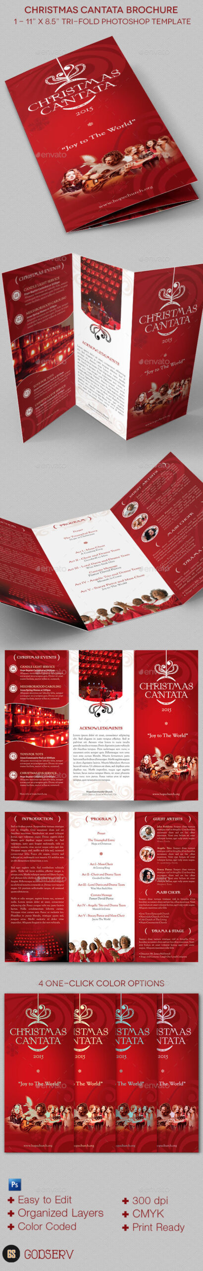 Christmas Cantata Brochure Template, Print Templates | Graphicriver throughout Christmas Cantata Program Template