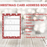 Christmas Card Address Book – Printable   Instant Download – 5 Inside Christmas Card List Address Book Template