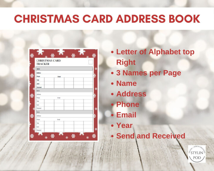 Christmas Card Address Book Template Christmas Card Address Book Template