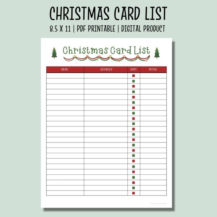 Christmas Card Address List Template