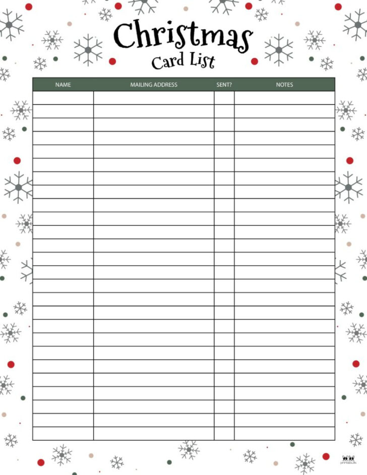 Christmas Card List Address Book Template Christmas Card List Address Book Template