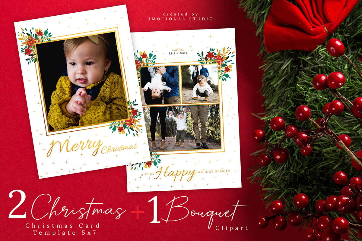 Christmas Card Photoshop Template 5X7 with 5X7 Christmas Card Template