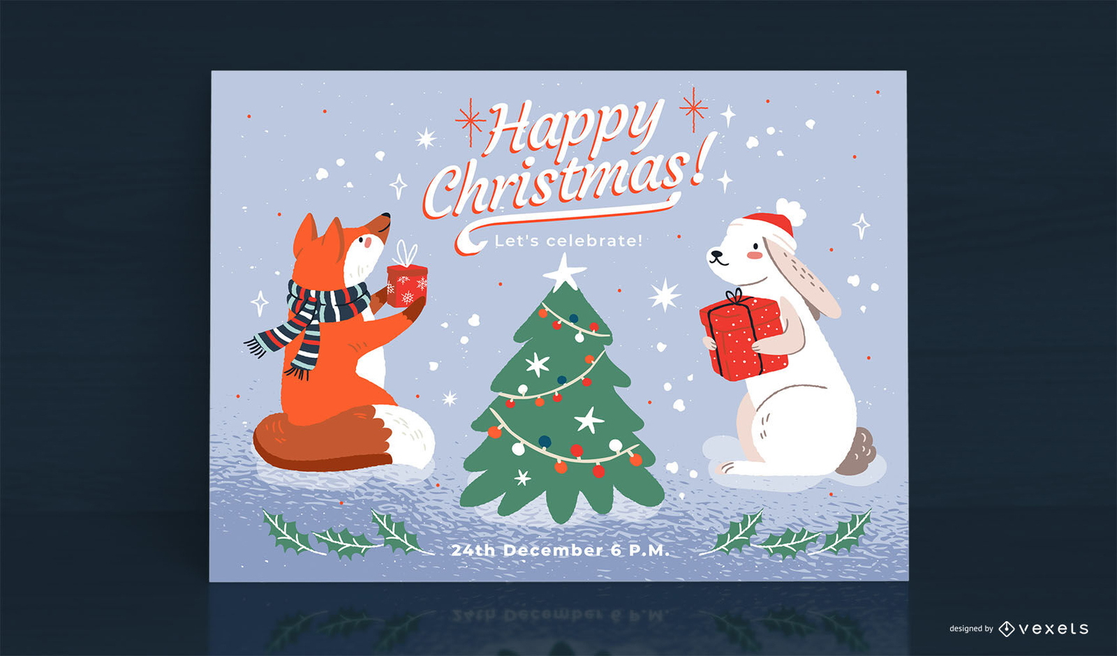 Christmas Card Template Design Vector Download throughout Christmas Card Vector Template