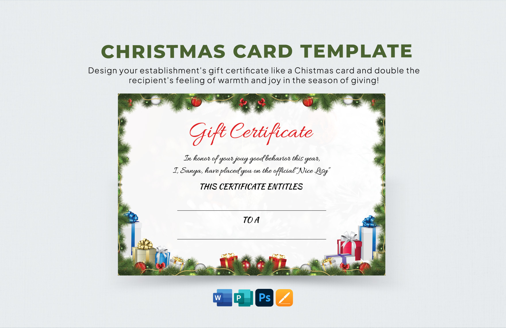 Christmas Card Template In Pages, Word, Psd, Publisher, Outlook with Apple Pages Christmas Card Template