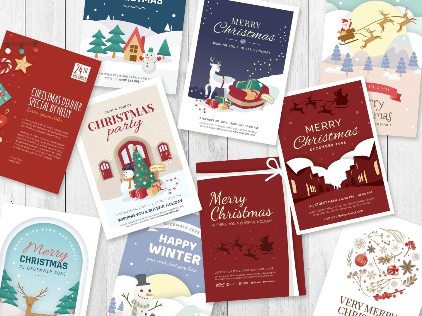 Christmas Card Templates - Adobe Illustrator, Vector, Eps - Brandpacks for Christmas Card Template 8.5 X 11