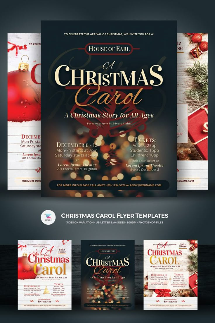 Christmas Carol Flyers - Corporate Identity Template within Christmas Carol Poster Template