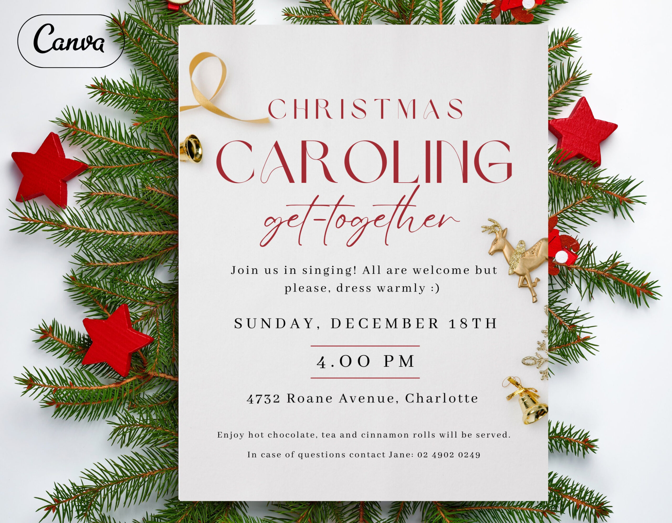 Christmas Carol Party Invite, Christmas Caroling Invitation, Xmas with regard to Christmas Carol Invitation Template