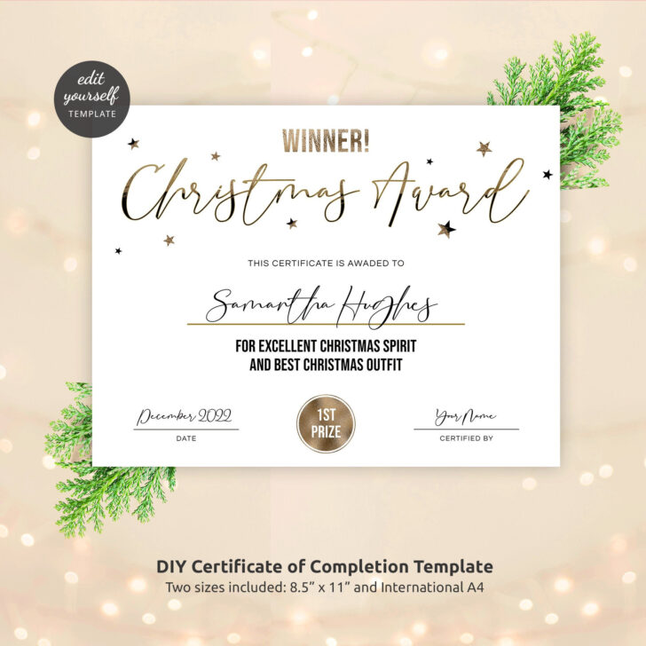 Christmas Award Certificate Template