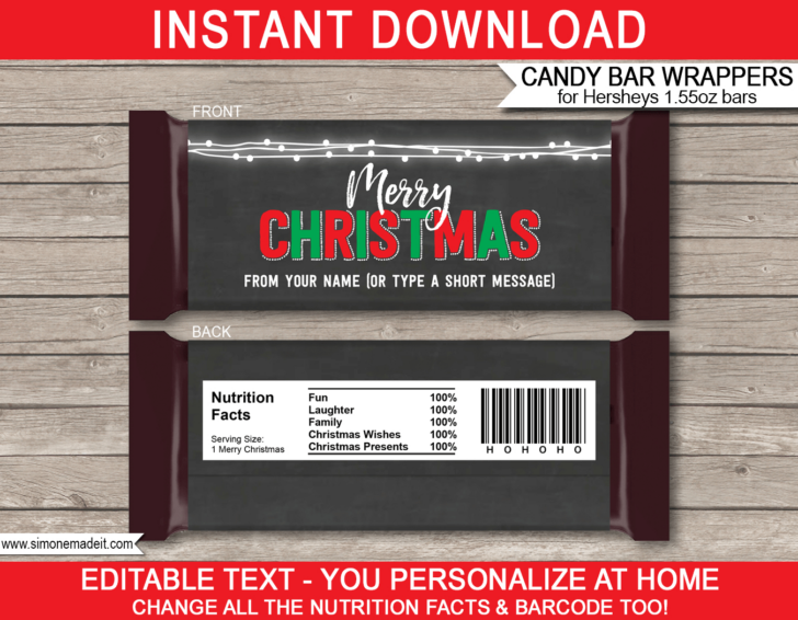 Christmas Candy Bar Wrapper Template Free Christmas Candy Bar Wrapper Template Free