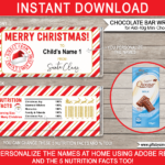 Christmas Chocolate Bar Wrappers From Santa (Mini Choceur)   Red & Gold Regarding Christmas Candy Bar Wrappers Free Template