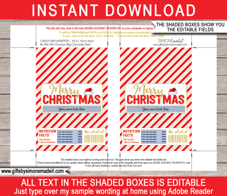 Christmas Candy Wrapper Template Christmas Candy Wrapper Template