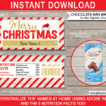 Christmas Chocolate Bar Wrappers (Mini Choceur)   Red & Gold Pertaining To Christmas Candy Bar Wrapper Template Free