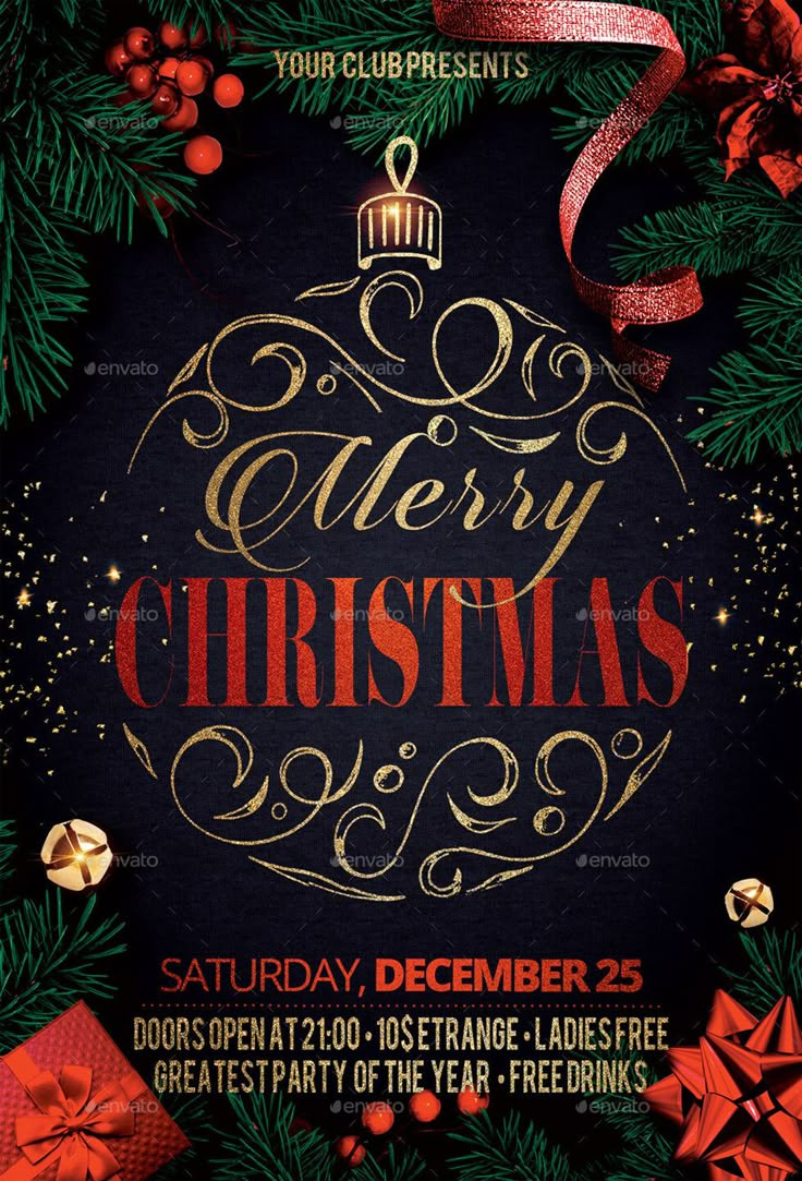 Christmas Club Party Flyer Template Psd. Download intended for Christmas Club Flyer Template