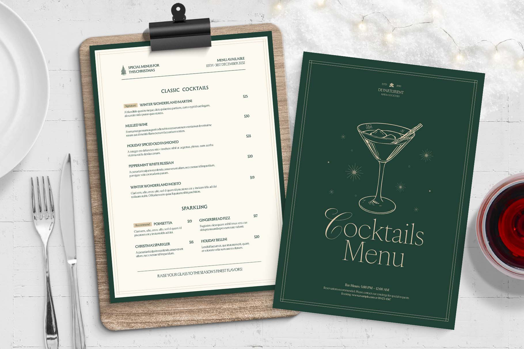 Christmas Cocktail Menu Template - Brandpacks for Christmas Cocktail Menu Template Free