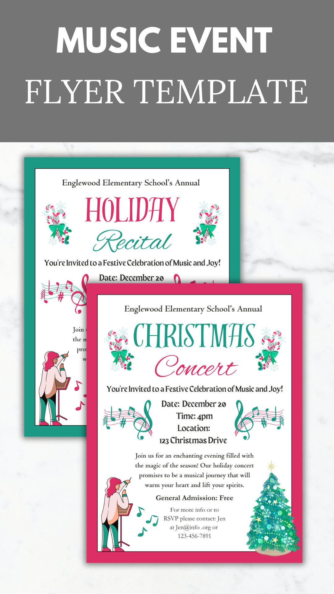Christmas Concert Flyer Template Pto Christmas Recital Invitation with regard to Christmas Concert Flyer Template