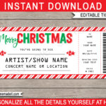 Christmas Concert Ticket Template: Editable Gift Certificate With Regard To Christmas Concert Ticket Template