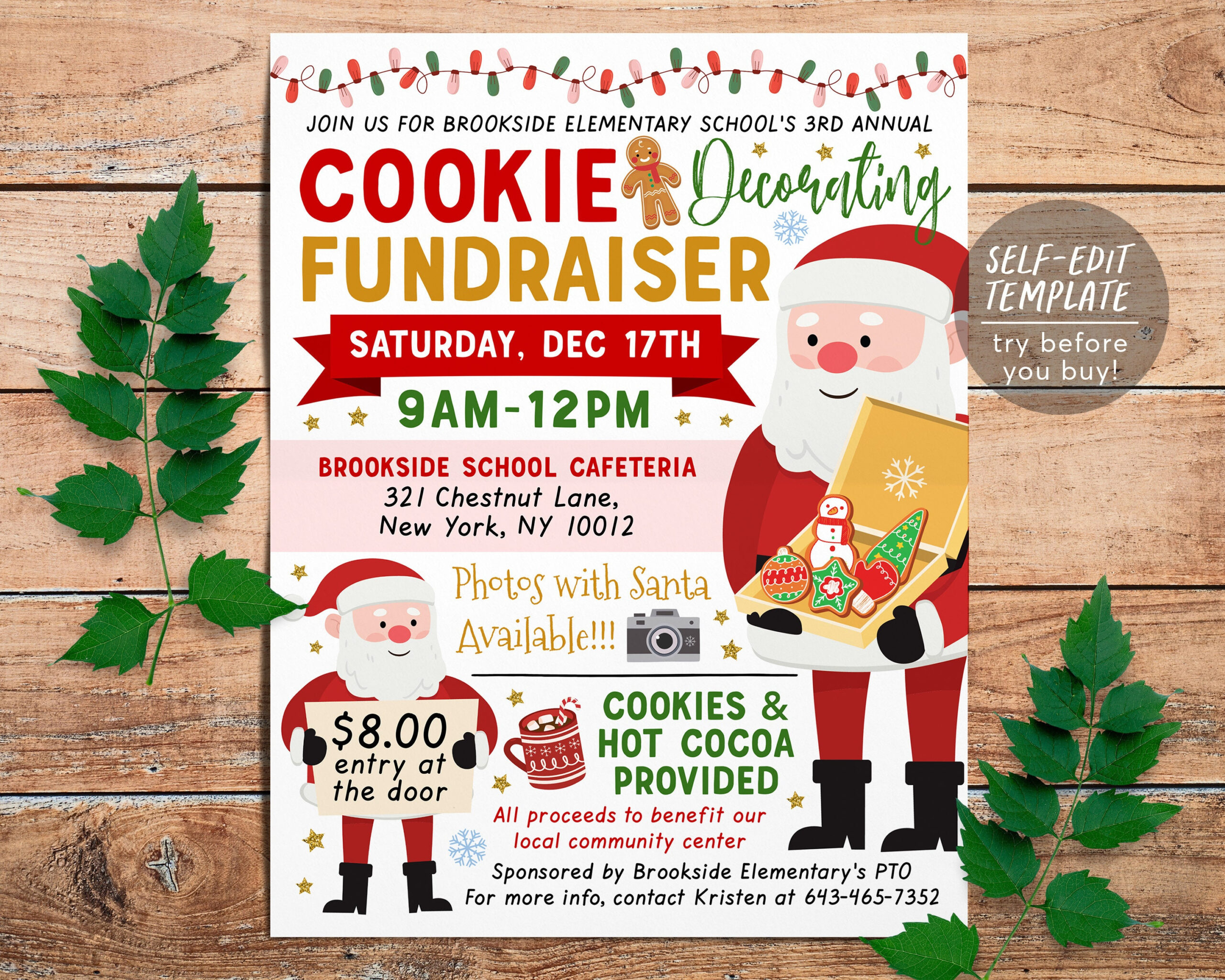 Christmas Cookie Decorating Flyer Editable Template, Holiday inside Christmas Cookie Flyer Template