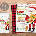 Christmas Cookie Exchange Invitation Editable Template, Xmas Regarding Christmas Cookie Invitation Template