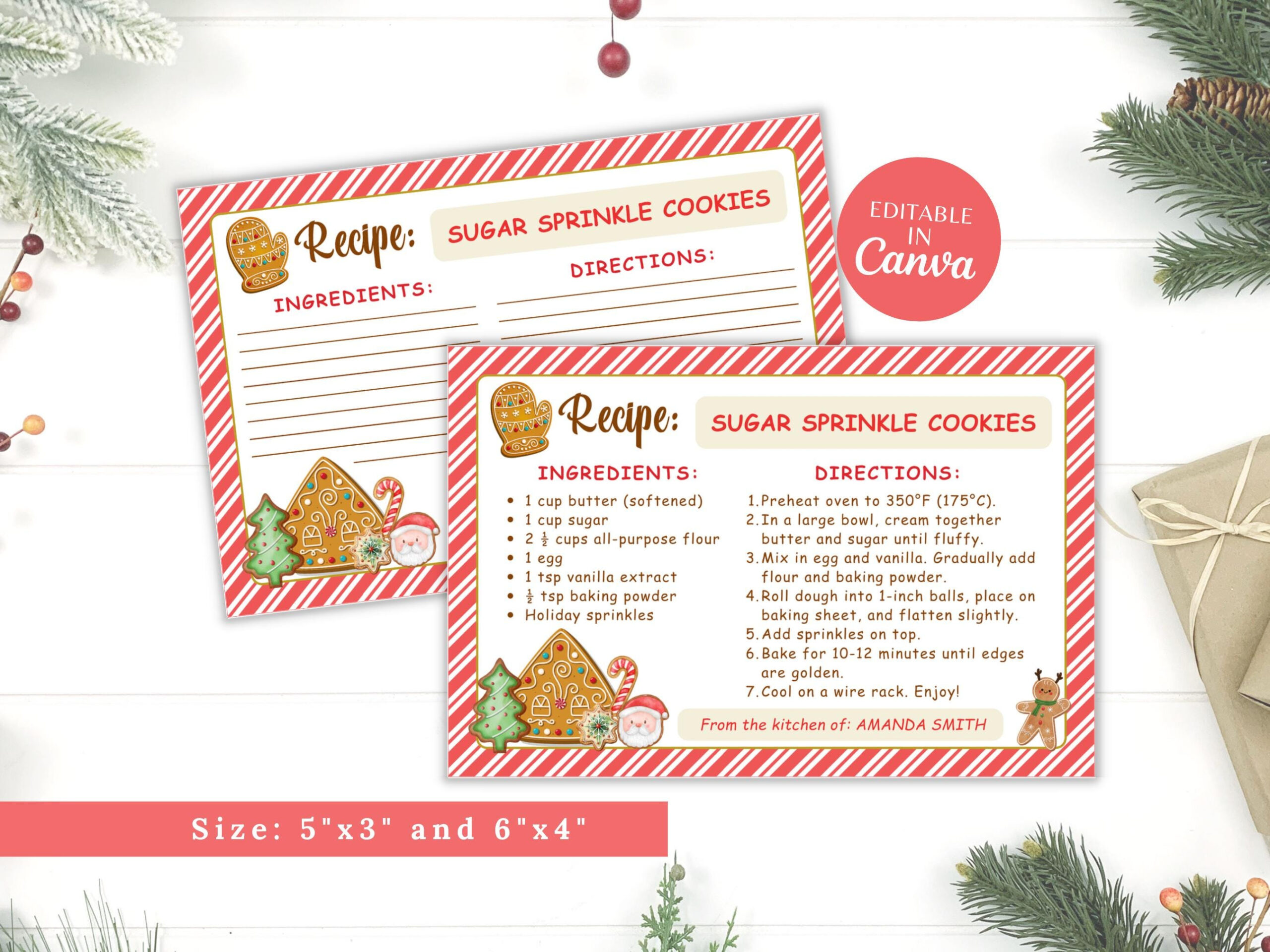 Christmas Cookie Exchange Recipe Card, Christmas Cookie Recipe for Christmas Cookie Exchange Recipe Card Template