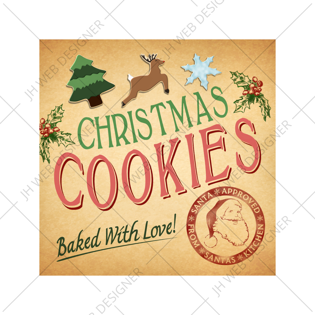 Christmas Cookies Baked With Love Sticker Label Design | Jh Web with regard to Christmas Cookie Labels Template