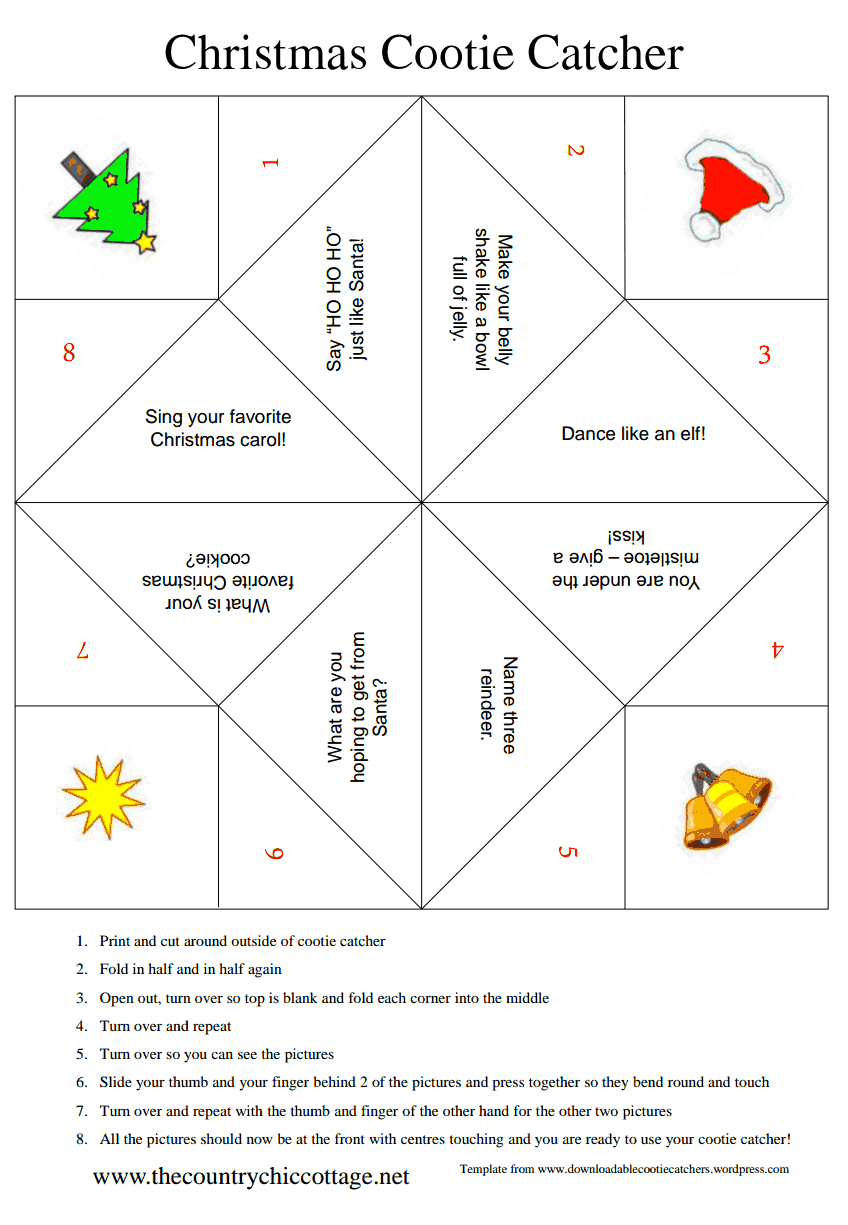 Christmas Cootie Catcher For Kids regarding Christmas Cootie Catcher Template