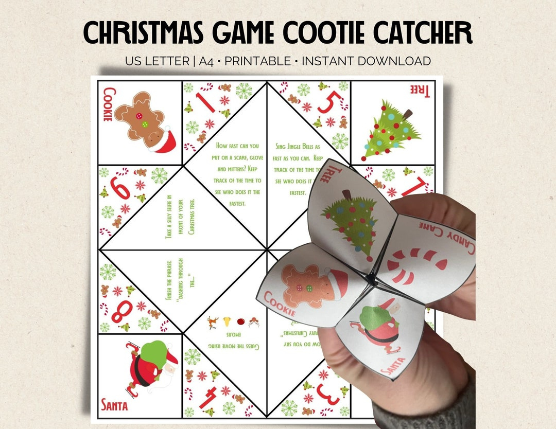 Christmas Cootie Catcher Game: Holiday Fortune Teller (Printable with regard to Christmas Fortune Teller Template