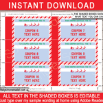 Christmas Coupon Book & Envelope (Elf, From Santa)   Red & Green Within Christmas Coupon Template Free Download