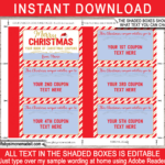 Christmas Coupon Book & Envelope (Santa Hat)   Red & Gold Intended For Christmas Coupon Book Template