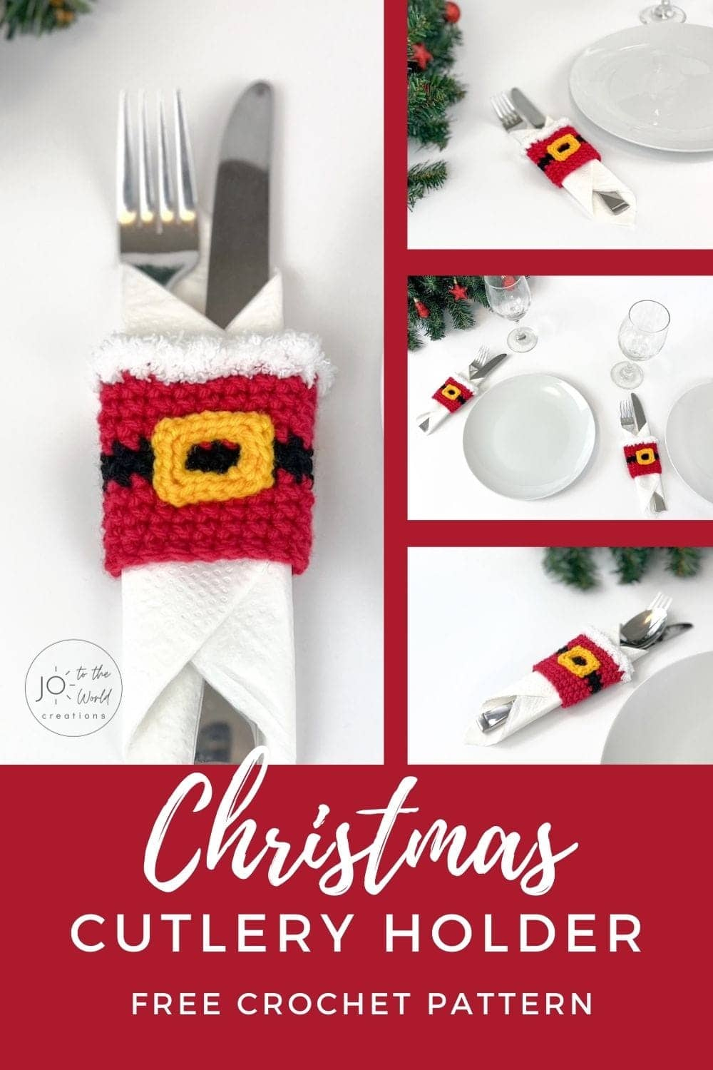 Christmas Cutlery Holder - Free Crochet Pattern | Jo To The World for Christmas Cutlery Holder Template