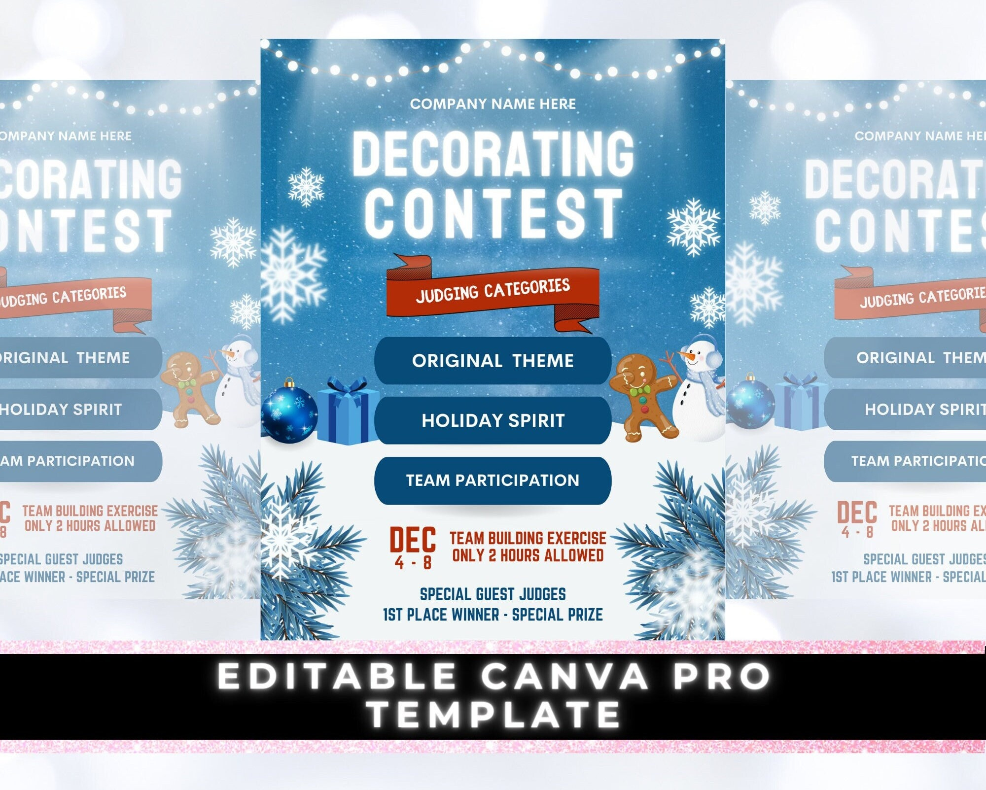 Christmas Decorating Contest Flyer, Flyer Template, Canva Template intended for Christmas Decorating Contest Flyer Template