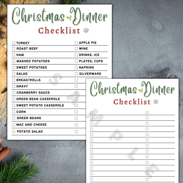Christmas Dinner List Template Christmas Dinner List Template