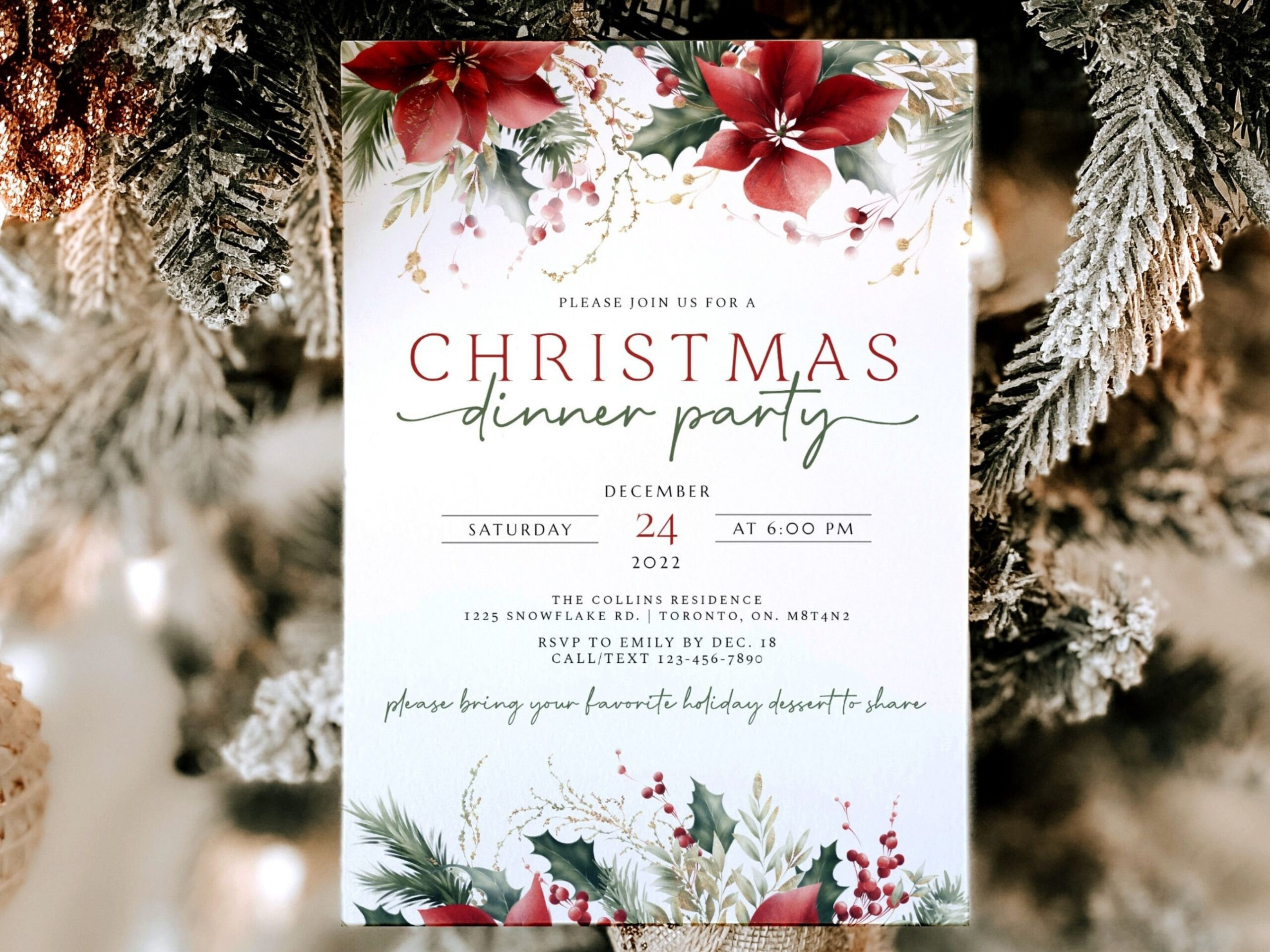 Christmas Dinner Party Invitation Template, Christmas Party for Christmas Dinner Party Invitations Template
